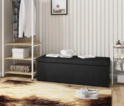 Luxe Opbergbank Zico - Met opbergruimte - Zitbank Poef - Voetenbank - Opbergbox hocker - Zitkist met deskel - Black - Velvet - 110x37.5x38cm