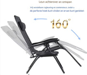 Opvouwbare Ligstoel voor de Tuin - Tuinstoel - Ligbed - Met tafeltje - 2 stuks- Grijs