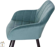 Happyment Luxe Eetkamerstoelen - Velvet Turqoise - Fauteuils met armleuning - Woonkamerstoelen - Keukenstoelen - Kuipstoel - Set van 1
