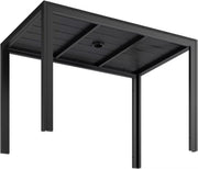 Tuintafel - Met Parasolgat - Eettafel voor Buiten - Terrastafel - Rechthoekige Aluminium - 110x70 cm - WPC Balkon Tafel, Weerbestendig en Duurzaam