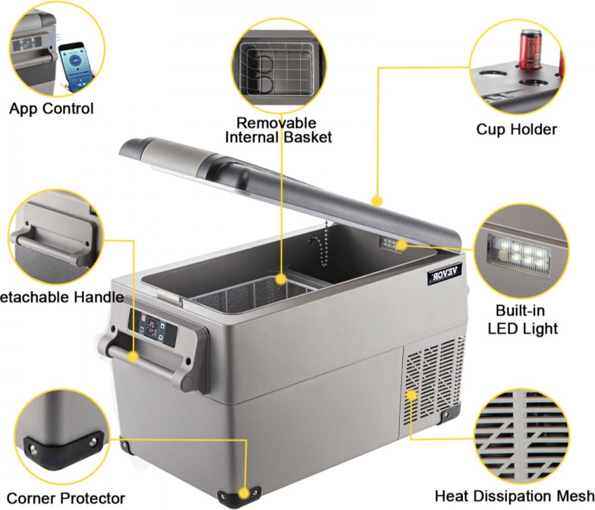 Happyment Auto Koelbox 35L - Mini Vriezer - 12V - Auto Koelkast - Elektrische mini Koelkast