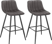 Luxe Barkurk Mambia - Industrial - Grijs - Barkrukken set van 1 - Barstoel Kruk - Barstoelen met rugleuning - Keukenstoel - Velvet
