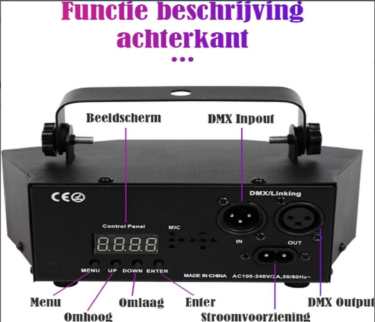 Happyment Disco Lichteffect PRO - Party Laser Lamp - Laser, LED's en Stroboscoop effect - Afstand bestuurbaar, Geluid gestuurd en DMX ondersteuning