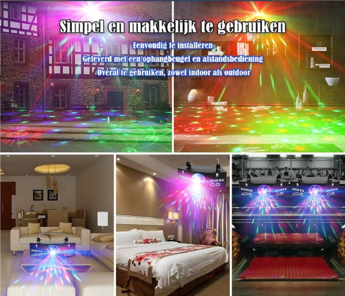 Happyment Disco Lichteffect PRO - Party Laser Lamp - Laser, LED's en Stroboscoop effect - Afstand bestuurbaar, Geluid gestuurd en DMX ondersteuning