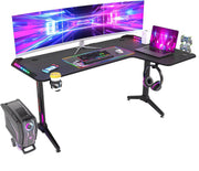 Gaming bureau Brutal Tavien - Met LED verlichting - Linker Hoekbureau - 162cm desk - Metalen poten - Bekerhouder