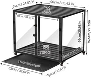 Hondenbench Cleany - Op wieltjes - Gehard glas - Hondenkennel - Met Aluminium Frame - 90cm