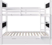 Stapelbed Fioren voor kinderen - 90x200 cm - Kinderbedden - Hoogslaper - Met Hoektrap, valbeveiliging en raam - Peuterbed