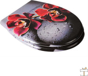 Bolt Edge Toiletbril - Rode bloem print - Antibacterieel - Softclose - Universeel ontwerp