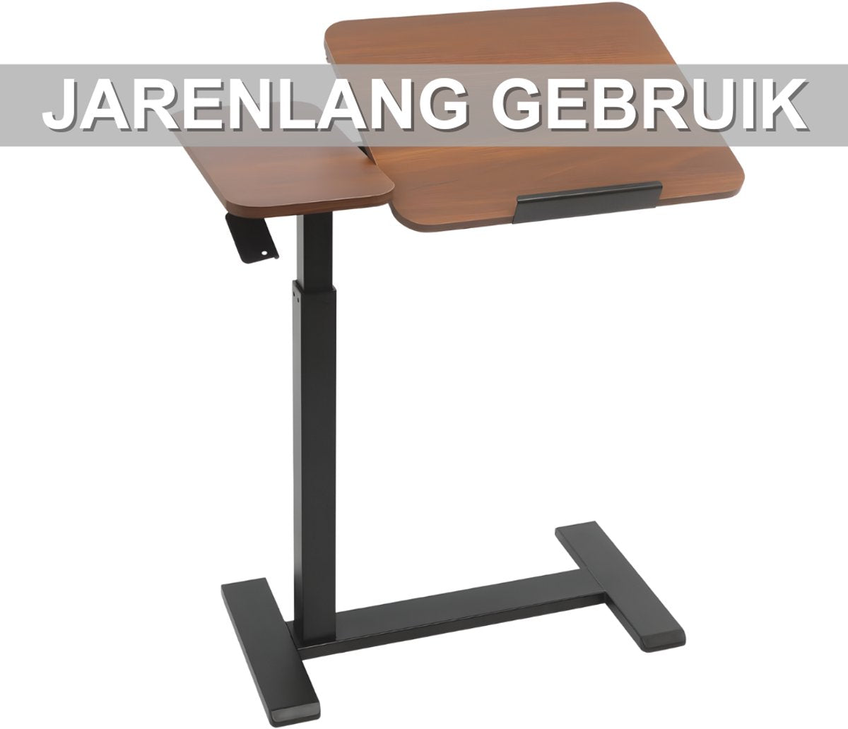 Laptoptafel - Bijzettafel - Bedtafel - Banktafel- Voor gebruik aan bed of kantoor - Verstelbaar - Walnut