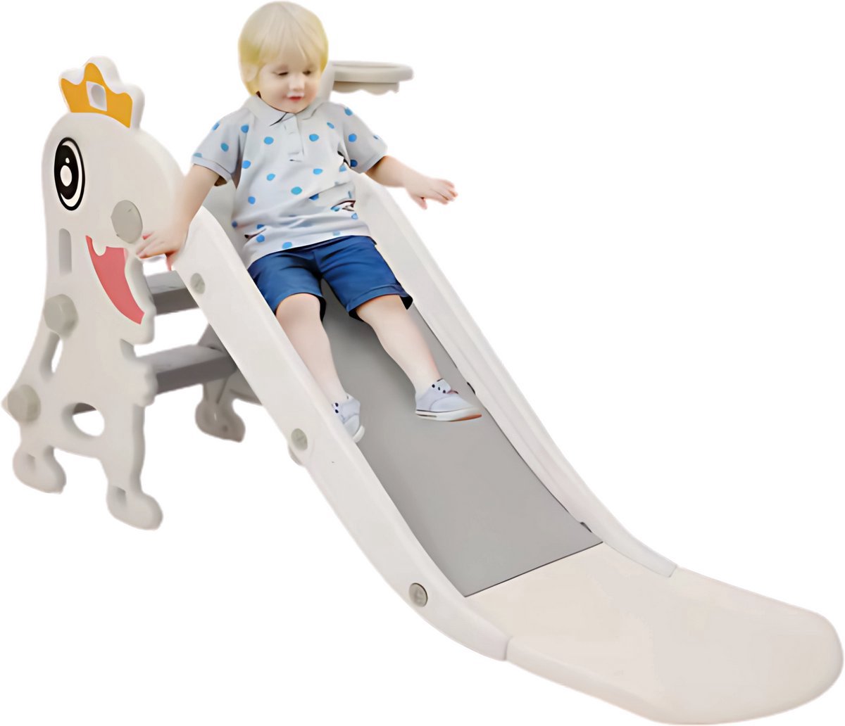 Kinderglijbaan Opulence - 3 in 1 - Met Basketbalring - Verstelbaar - Speeltoestel - Losse glijbaan - Voor binnen en buiten - Wit