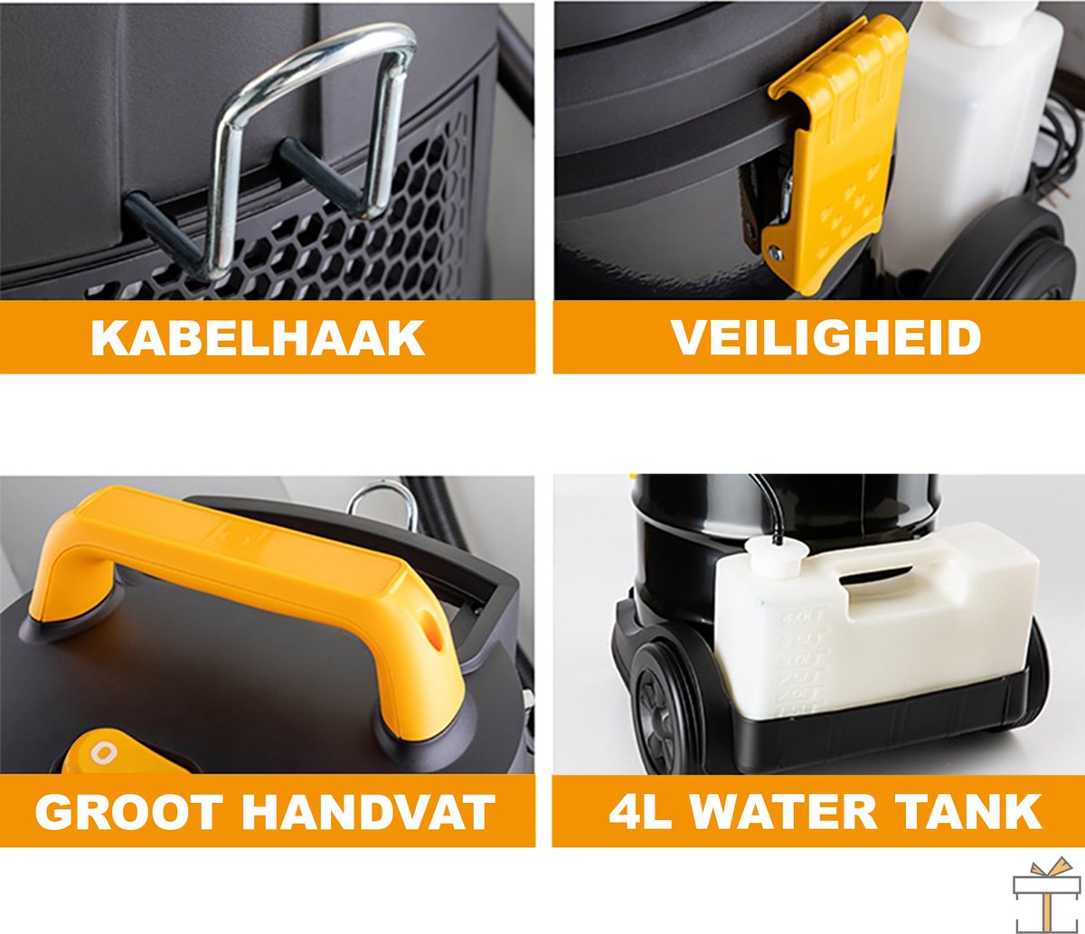 Happyment® Tapijtreiniger machine - Vlekkenreiniger bank - Auto - Stofzuiger - Meubelreiniger - 30L - Zwart - Black friday - Kerstcadeau