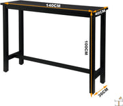 Happyment Bartafel deluxe - Rechthoekig - Bartafel voor Binnen - Metaal - Zwart - 140x40x100cm