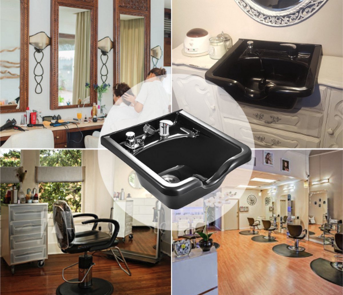 Haarwasbak kapper - Wasbak - Zwart Kapsalonmodel - Wastafel - Ook voor thuiskapster - Salon wasbak - Incl. Extra Toebehoren
