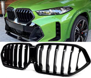 Radiator Grille Ignar - Auto Radiator Nier Kap Grille Enkel Lijn - Voor Bumper Grille Glanzend Zwart - Voor BMW X6 G06 M60i LCI 2024 - Auto Accessoires