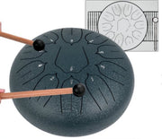 Happyment Steel Tongue Drum - 25 cm - 11 noten - Handdrum - Tong drum - Yoga - Handpan - Marineblauw