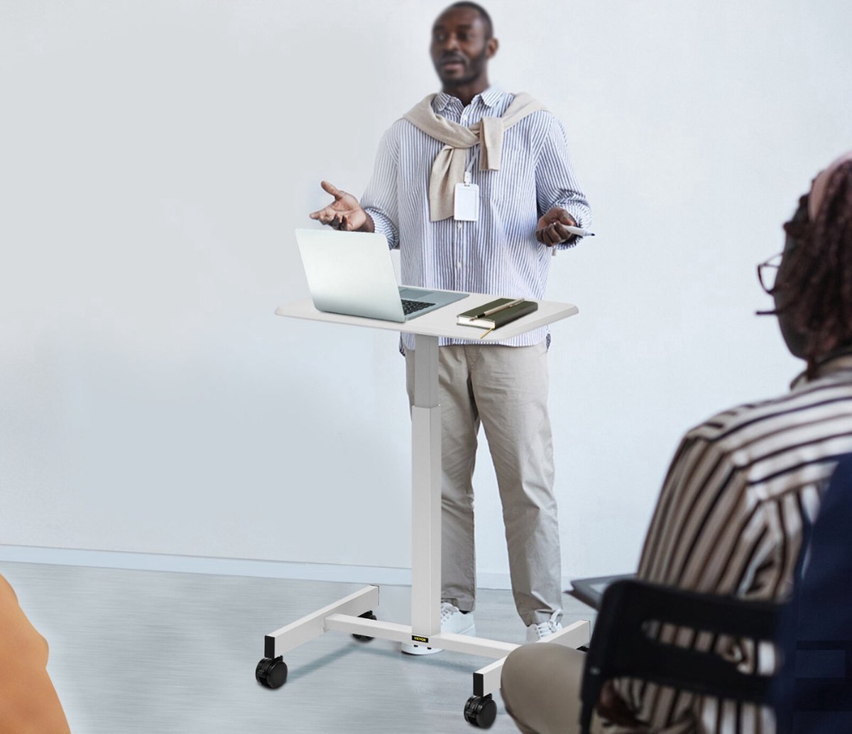 Happyment Zit Sta Bureau - Laptop Bureau - Zit Bureau - In Hoogte Verstelbaar - Wit