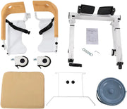 Toiletstoel met Wielen - Zitting met leuning - Transfer hulpmiddel - Sta-op hulpmiddel - Voor Badkamer en Thuiszorg - Hoogte Verstelbaar 40-60 cm, Max. 100 kg - Ivoor