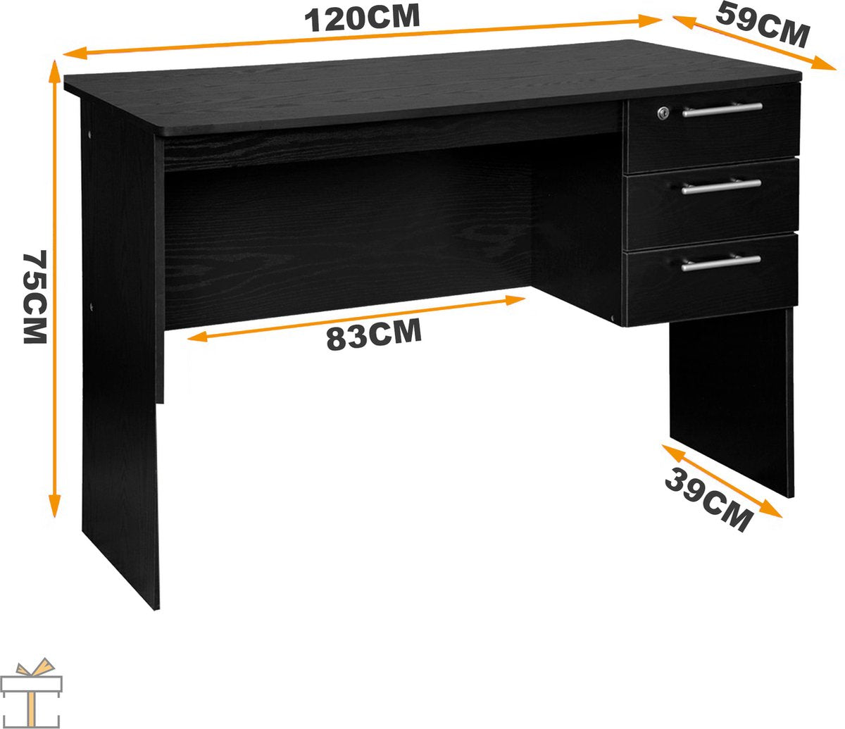 Happyment® Modern bureau - Werk - Studie - Computerbureau - Gaming - Industrieel - Desk - Black friday - Kerstcadeau