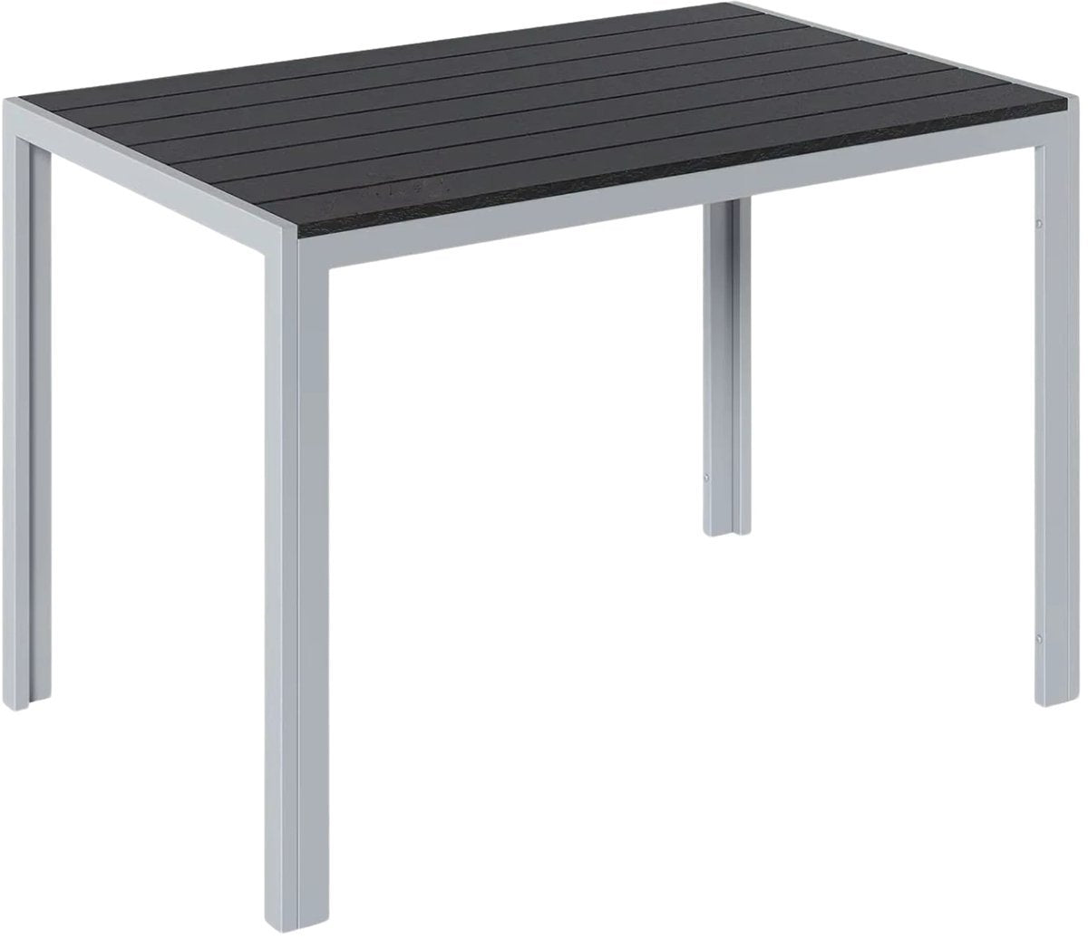 Tuintafel Tavien - Buitentafel - Eettafel buiten - Outdoor - Voor Tuin & Terras - Rechthoekige Aluminium Tafel met Metalen Lattenbodem -110x70x73 cm - Grijs