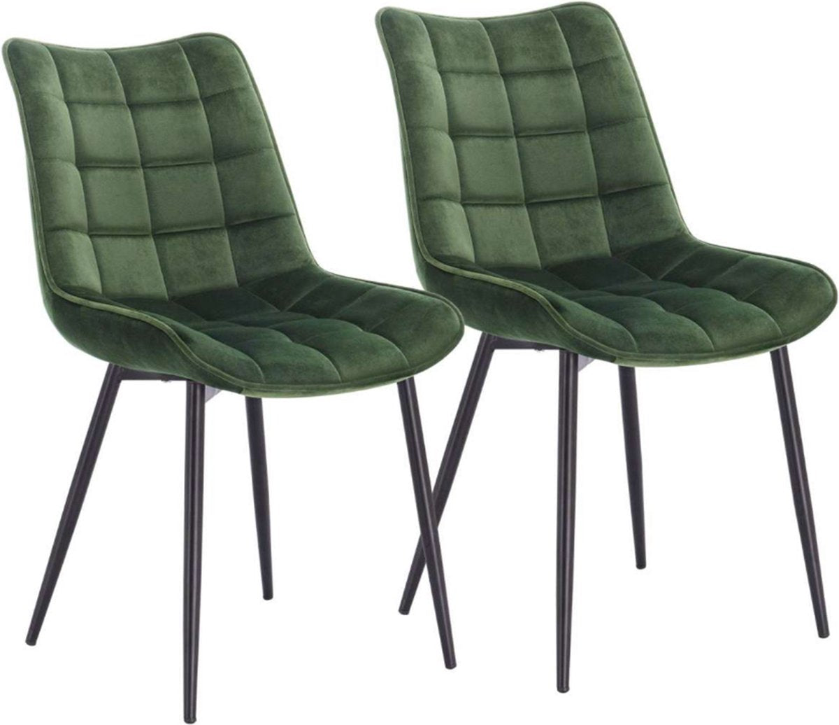 Happyment Luxe Eetkamerstoelen - Velvet Groen - Woonkamerstoelen - Keukenstoelen - Kuipstoel - Set van 2, 4 of 6