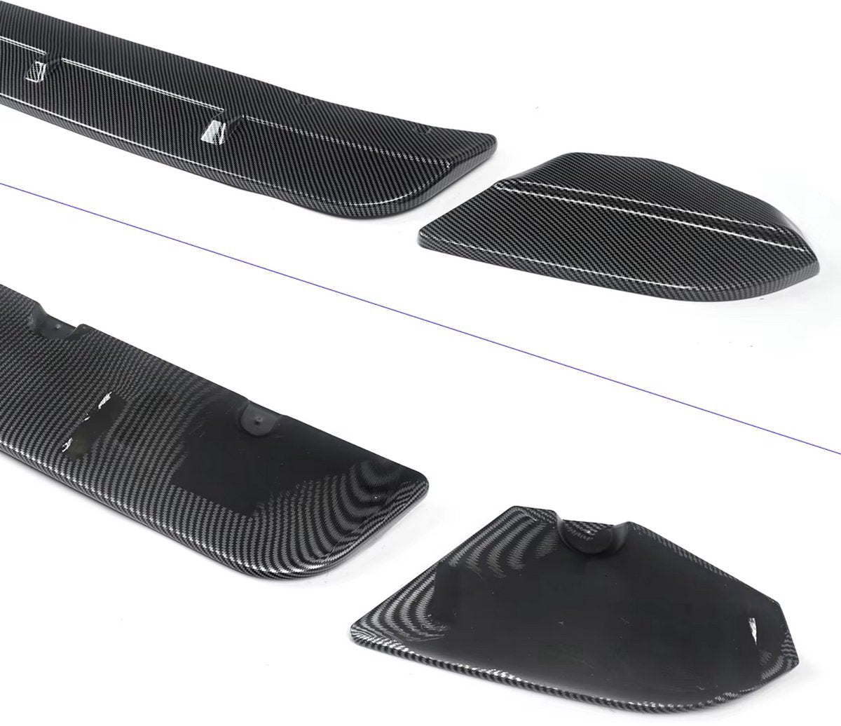 Voorbumper Lip Kinetron - Voorbumper Spoiler Lip - Voor BMW X3M F97/X4M F98 (2019-2022) - Gloss Zwart/Koolstofvezel Look - Auto accessoires