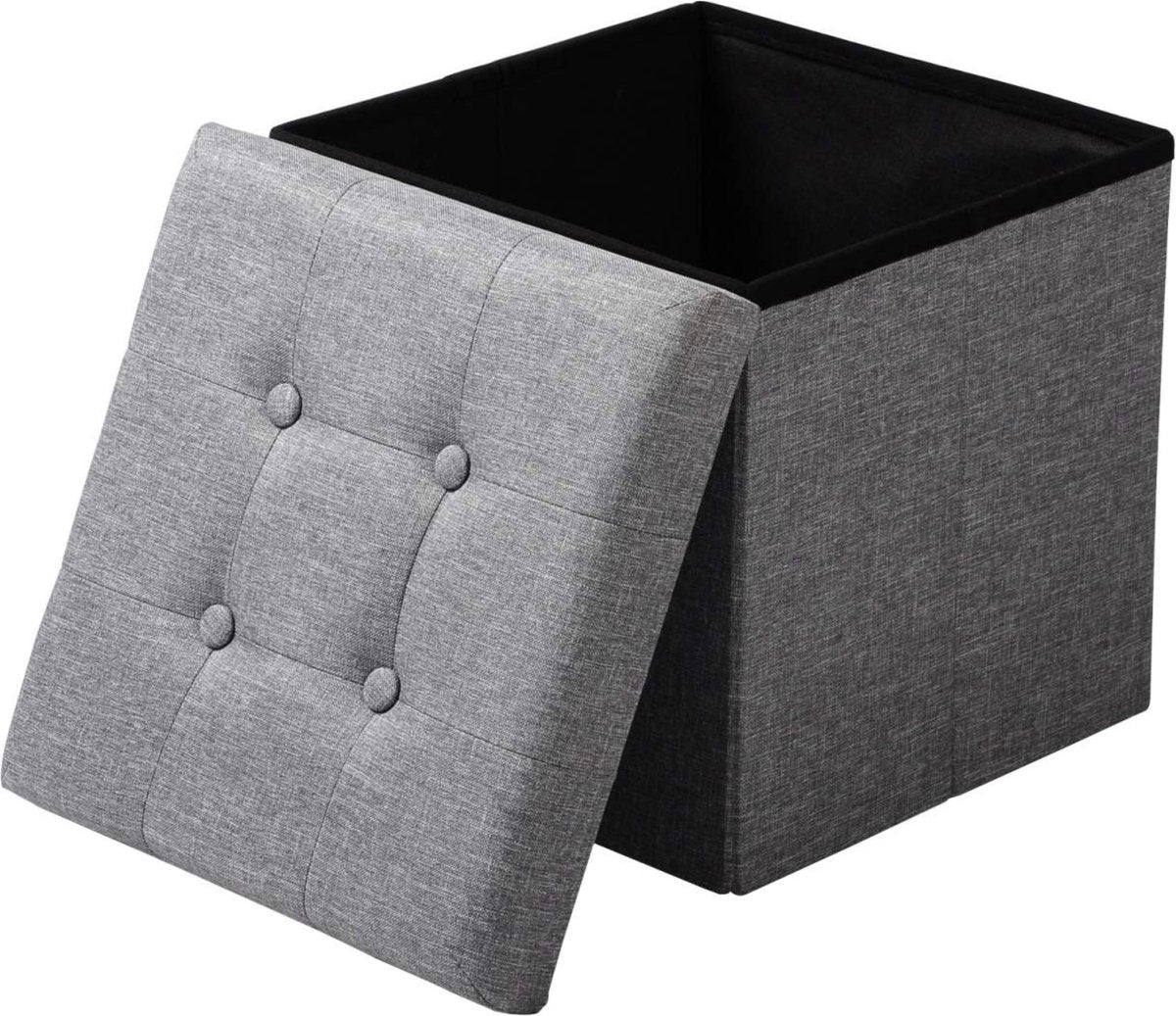 Happyment Poef Lichtgrijs - Met opbergruimte - Opbergbank Poef - Voetenbank - Opbergbox hocker - Zitkist met deskel - Stof - 50x35x45cm