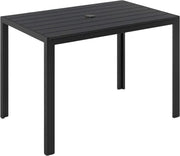 Tuintafel - Met Parasolgat - Eettafel voor Buiten - Terrastafel - Rechthoekige Aluminium - 110x70 cm - WPC Balkon Tafel, Weerbestendig en Duurzaam