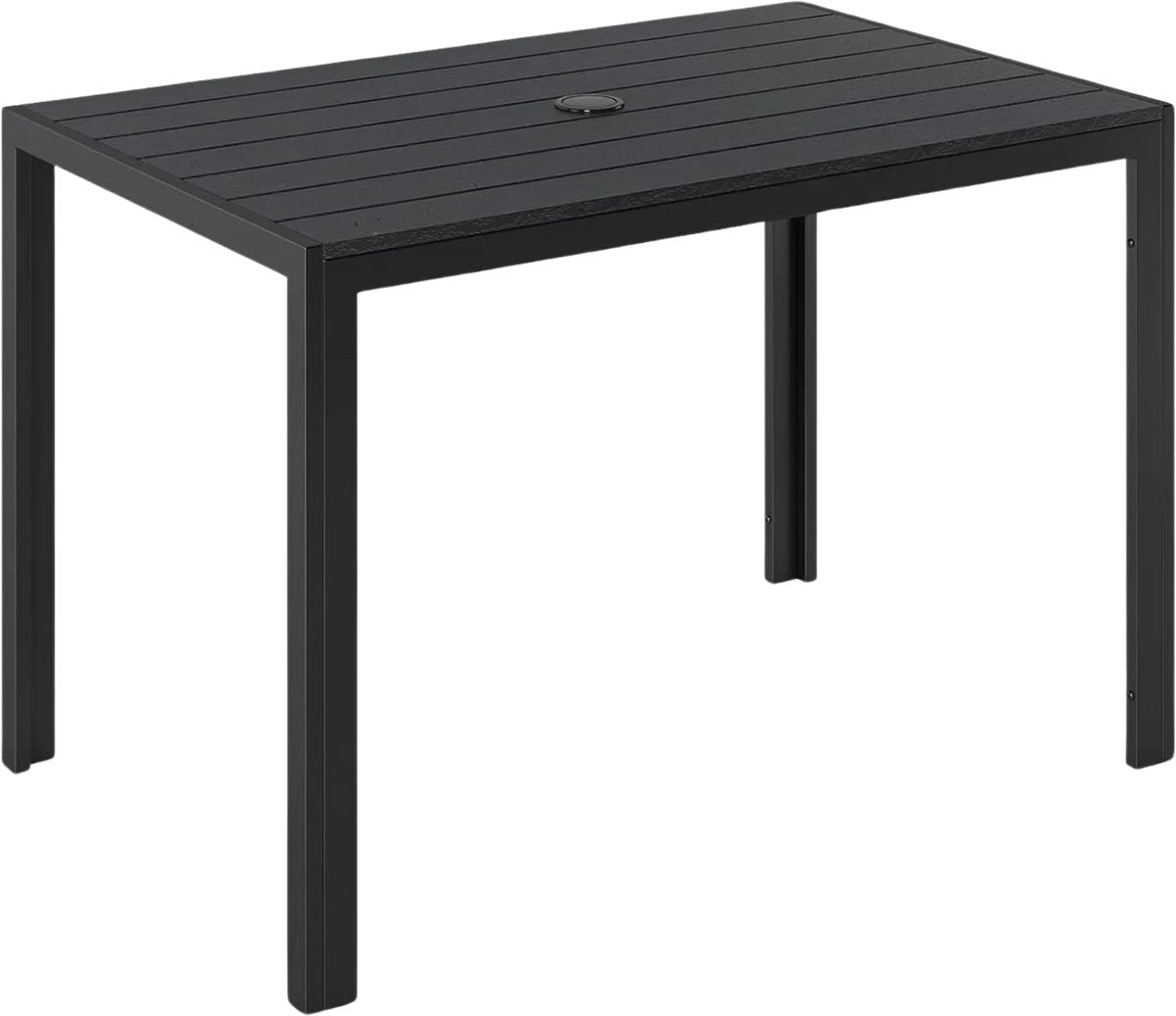 Tuintafel - Met Parasolgat - Eettafel voor Buiten - Terrastafel - Rechthoekige Aluminium - 110x70 cm - WPC Balkon Tafel, Weerbestendig en Duurzaam