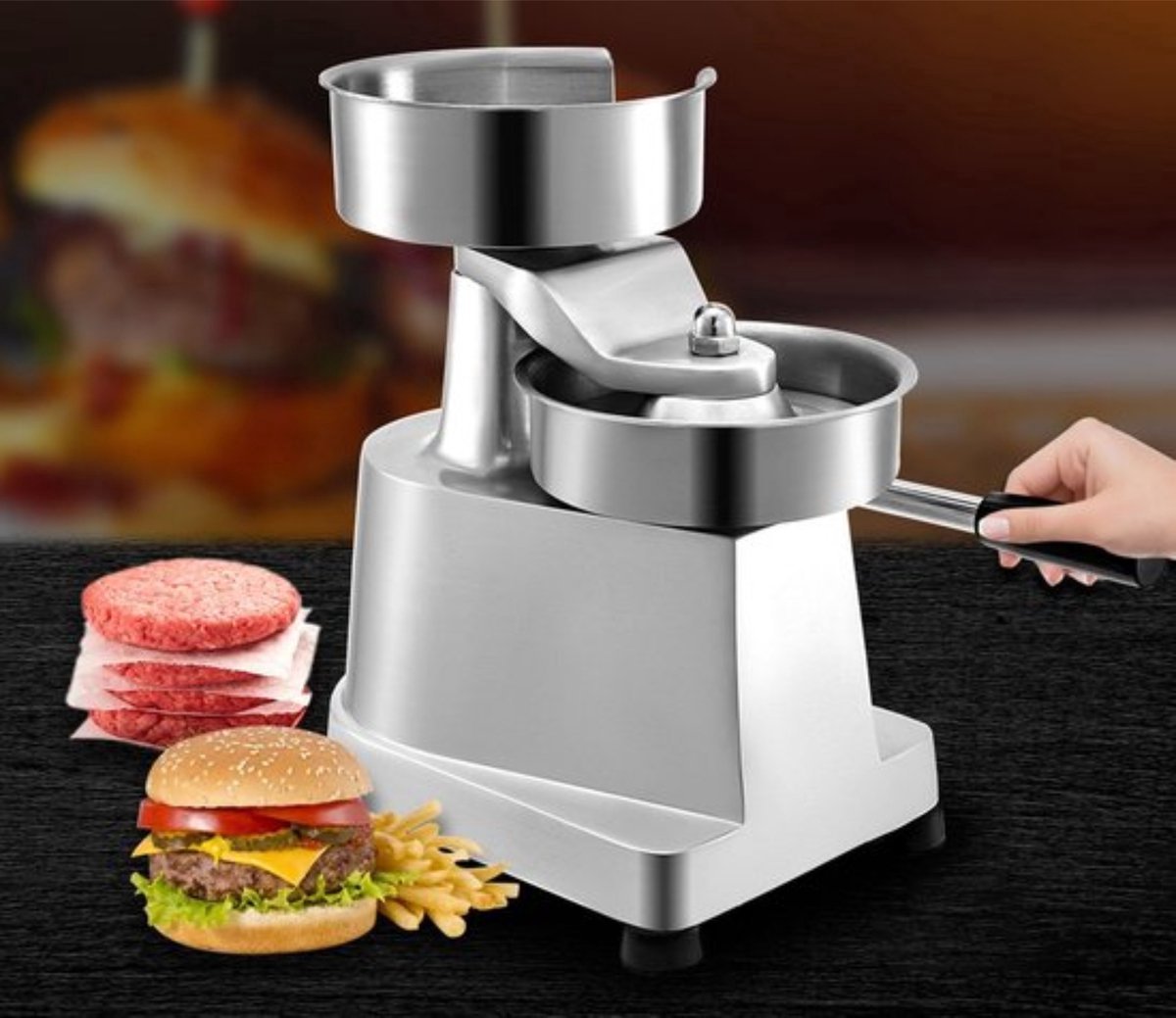 Happyment Professionele Hamburgerpers - Hamburger Maker - Incl. Waspapier