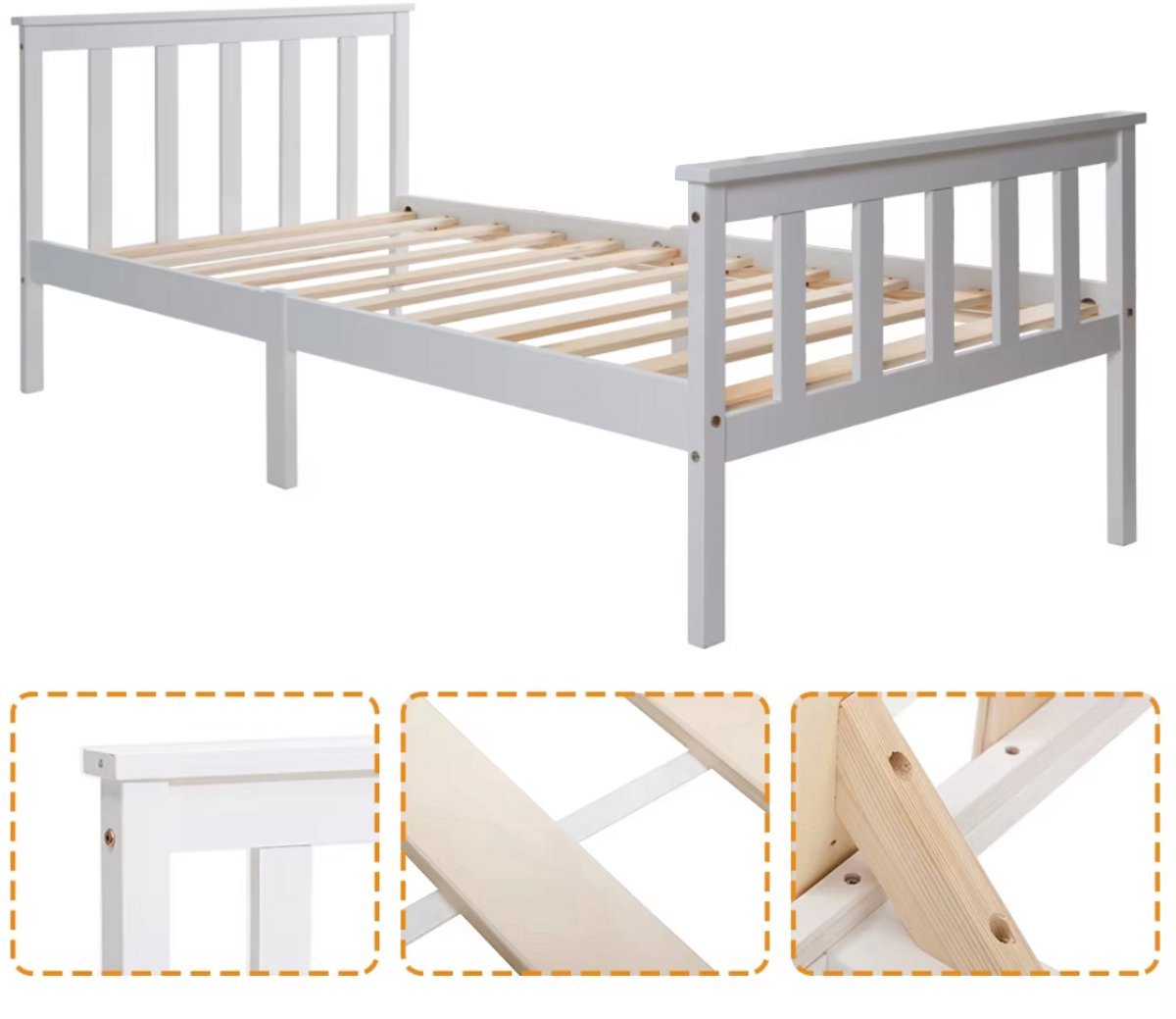 Eenpersoonsbed Tavien 90 x 200 cm - Voor Kinderen - Met lattenbodem - Zonder matras - Kinderbed