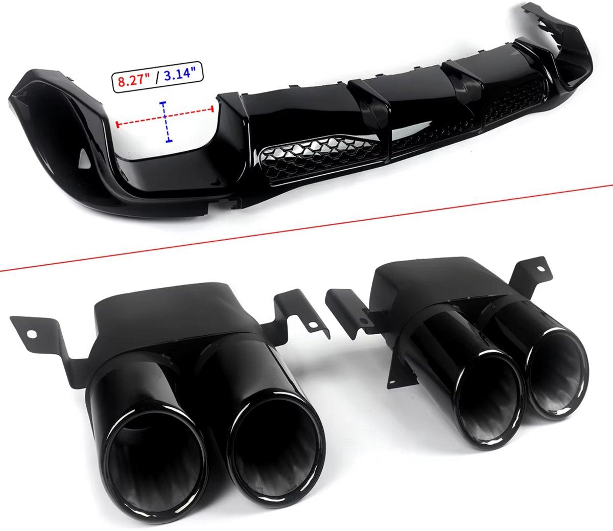 Dynasport LipDiffuser - Voorlip Diffuser Spoiler - BS Stijl - Gloss Zwart - Voor Mercedes S-Klasse W223 (2021-2023) - Auto Accessoires