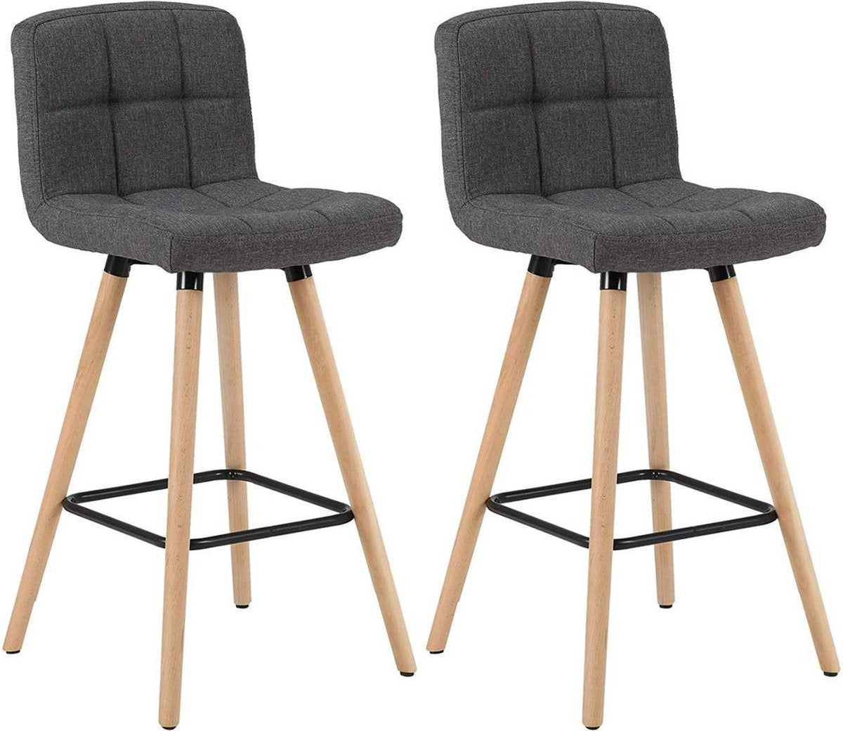 Barkrukken - Donkergrijs - Linnen - Hoge rugleuning - Zithoogte 70cm - Set van 2