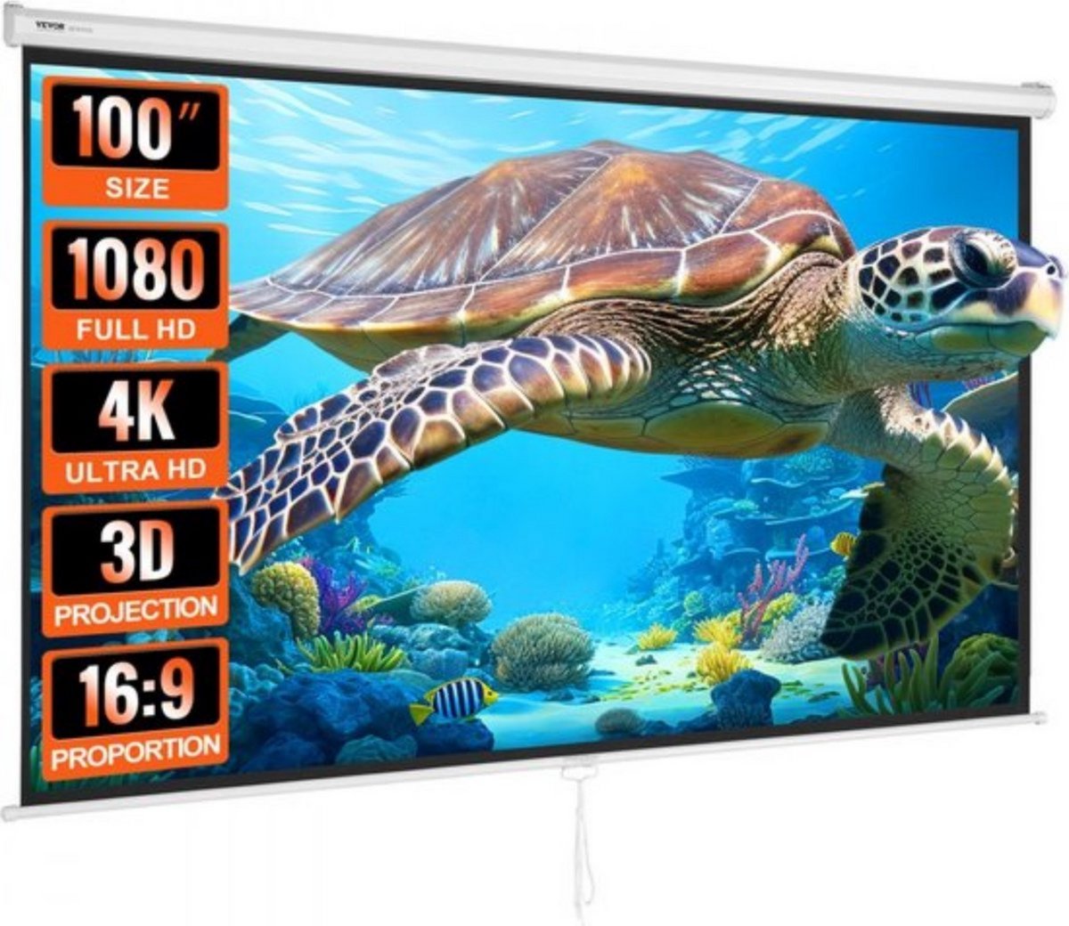Projectiescherm - 100 Inch HD 4K - Handmatig - Voor Binnen en Buiten - Filmscherm