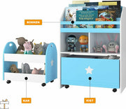 Happyment Speelgoedkast voor kinderen - Set van 2 - Boekenkast kind - Kinderkamer - Opbergkast - Boekenrek - MDF - Black friday - Kerstcadeau