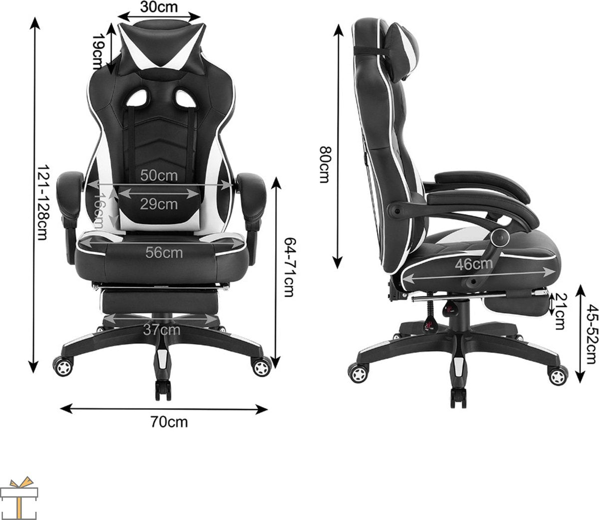Happyment Premium Gamestoel -  Gaming stoel met voetsteun - Verstelbaar - Chair - Ergonomische bureaustoel - Black friday - Kerstcadeau