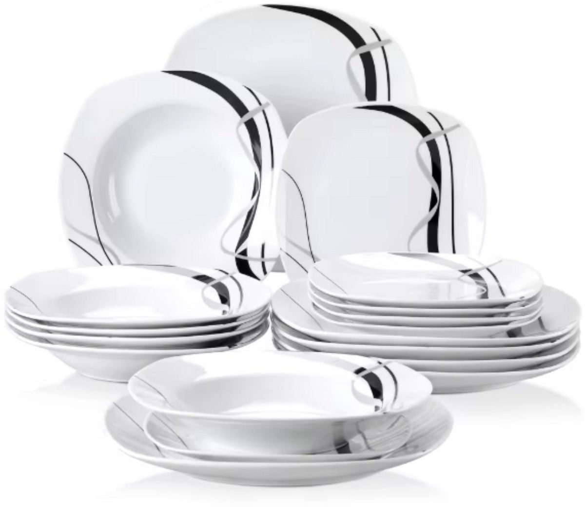 Celestia Serviesset - 18 delig - 6 personen- Wit - Dinerborden - Bordenset - Diepe borden - Ontbijtborden - Servies - Keukenservies
