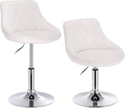 Barkruk Norino deluxe - Industrial - White - Barkrukken set van 1 - Barstoel Kruk - Barstoelen met rugleuning - Keukenstoel - In hoogte verstelbaar - Kunstleer