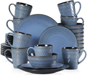 Lorentino Serviesset - 32 delig - 4 persoons - Sky blauw - Dinerborden - Bordenset - Diepe borden - Ontbijtborden - Servies - Keukenservies