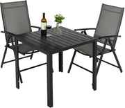 Tuinset Tavien met tuinstoelen - Tuintafel - 4 persoons - Balkonset - 5-delige tuinmeubelen - Aluminium - Zwart - Klapstoelen