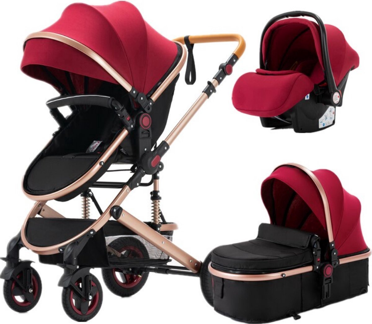 Bolt Edge Kinderwagen - Rood - 3 in 1 - Buggy en wandelwagen - Inklapbaar - Reisbuggy