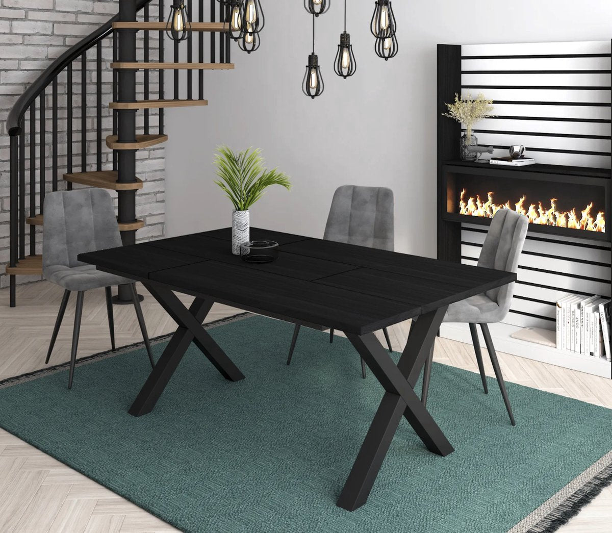 Bolt Edge Eettafel - X Poot - Massief Hout - 170x90x75cm - 4-6 Personen - Premium