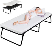 Opklapbed voor Volwassenen - Met matras - 80x190cm - Logeerbed - Vouwbed 1 persoons - Inklarbaar