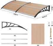 Deur- en Raam Regenhoes - Deurluifel - Overkapping - Polycarbonaat Zonnescherm & Deurluifel voor Voordeur en Buitenterras - 270x98.5 cm Bruin