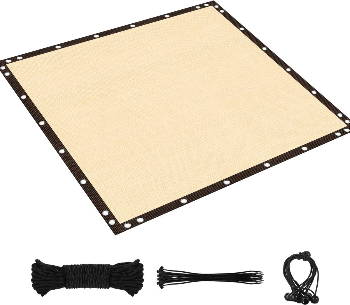 Schaduwdoek - Voor Tuin, Pergola of Terras - 90% Zonwerend Privacy Scherm - Ademend Netstof met Grommets - Kleur: Beige-4X5M