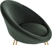 Happyment Bezoekersstoel Ziva - Eetkamerstoel - Groen Velvet - Metalen poten - Set van 1 - Zithoogte 44 cm - Deluxe