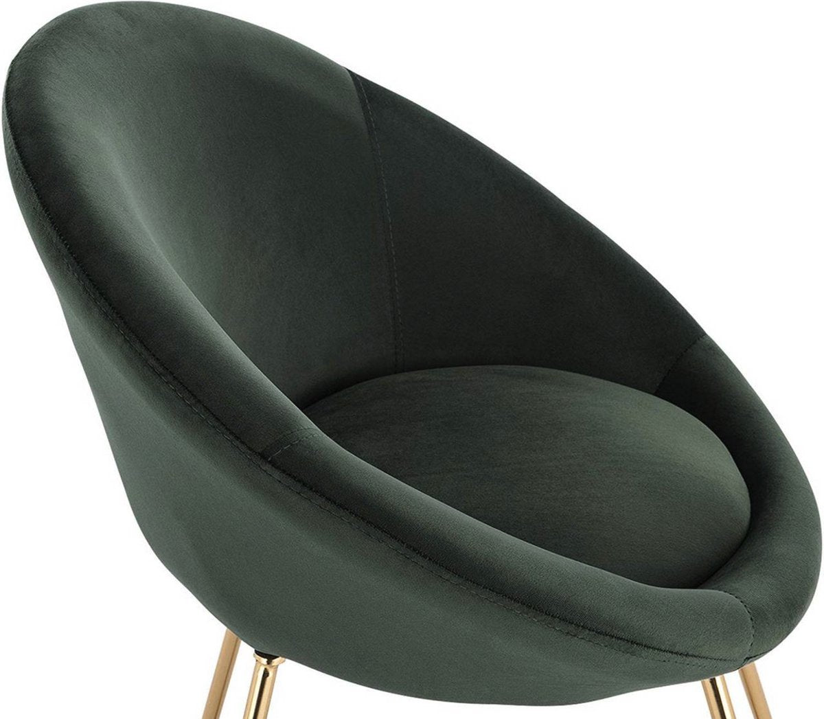 Happyment Bezoekersstoel Ziva - Eetkamerstoel - Groen Velvet - Metalen poten - Set van 1 - Zithoogte 44 cm - Deluxe