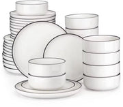 Celestial Serviesset – Dinerborden – 12 persoons – 36 delig – Wit met zwarte rand Keramisch – Ontbijtborden – Stijlvol keramiek