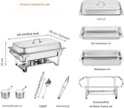 Happyment Buffetwarmer Deluxe - Cateringschaal - Serveerschaal - met Deksel - Warmhoudbakken - 2 stuks