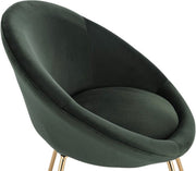 Bezoekersstoel - Groen Velvet - Metalen poten - Set van 1 - Zithoogte 44cm