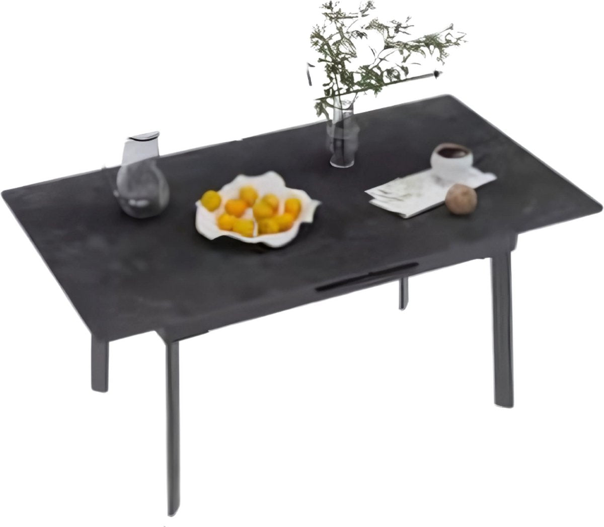 Eettafel Zenia - 4 tot 8 personen - Zwart - Uitschuifbaar - 130-160cm - Rechthoekig